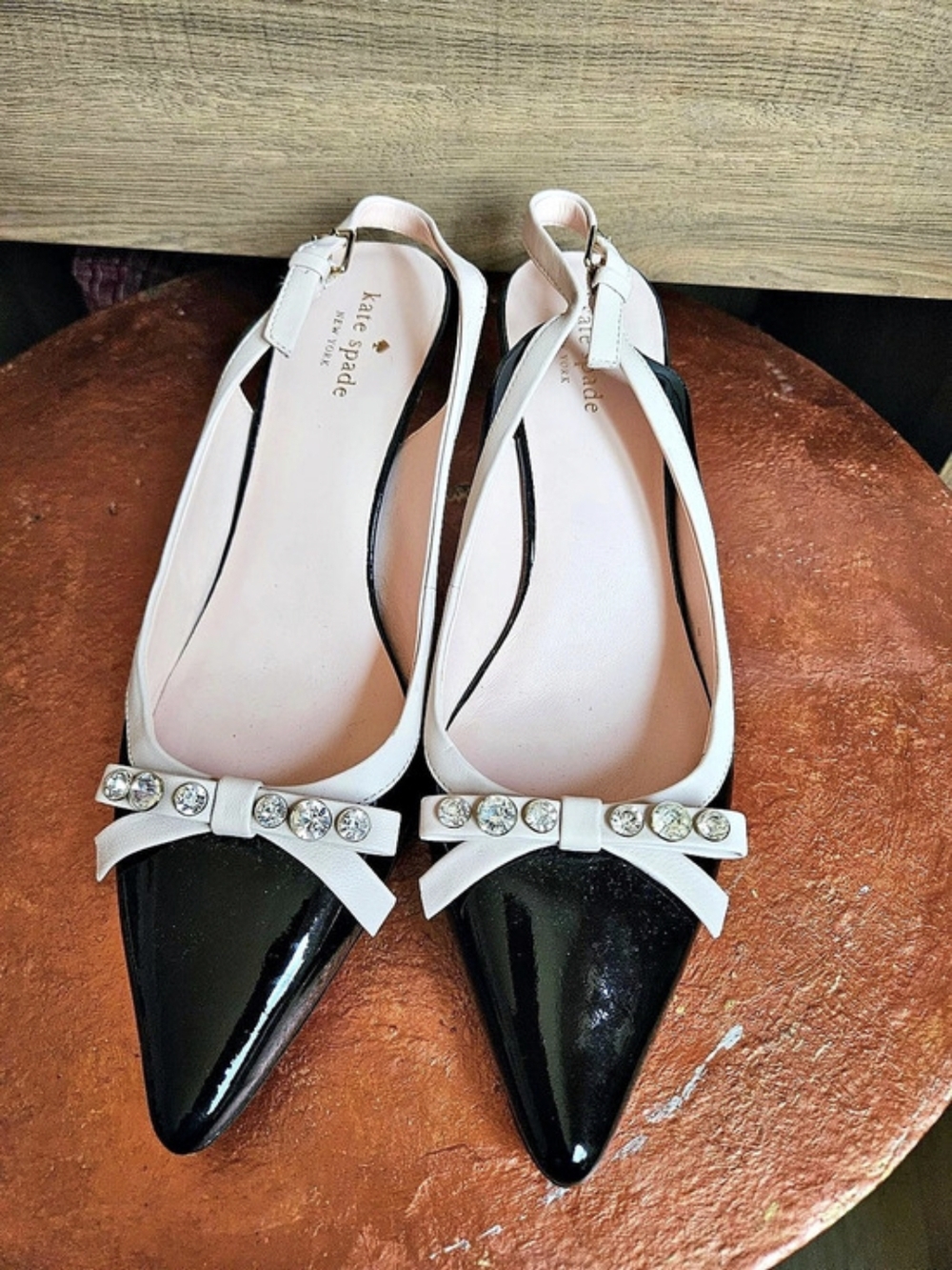 Kate Spade New York Black Patent Leather Pointed Toe Slingback Heels Size 10